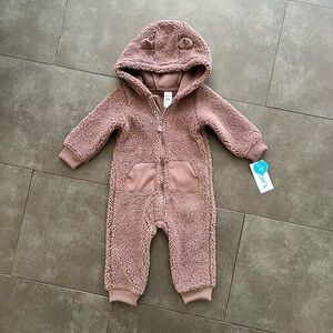 NWT Carters Baby Bear Sherpa One Piece Zip Up Jumpsuit